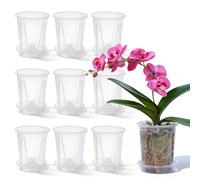 Pot de Fleur Plastique, Pot Orchidée Transparent, avec sous-Pot, 20 Pièces, Respirant et Transparent, Idéal pour Intérieur, Balcon et Jardin (10 cm)