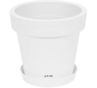 botle Jardinière en Plastique avec Soucoupe Blanc 13,5 x 12 cm