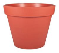 EDA - Pot de Fleur Rond Toscane Ø 60 cm - 76 L - Intérieur & Extérieur - Zone de rétention d'eau pour Limiter l'Arrosage - Plastique Recyclé - Ø 59 x H.47 cm - Orange Terre Battue
