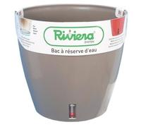 Pot de fleur rond en plastique - RIVIERA - EVA NEW - Avec réserve d'eau - Ø 46 cm - 49 L - Taupe