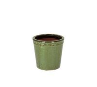 Pot de fleur rond en terre cuite verni - Vert - D 15 x H 15 cm