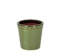 Esschert's Garden Pot De Fleur Rond en Terre Cuite Verni - Vert - D 15 X H 15 Cm