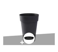 Pot De Fleur Rond Toscane Ø 44 X H.53 Cm Anthracite + Soucoupe - Eda Multicolore