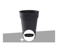 Pot De Fleur Rond Toscane Ø 44 X H.53 Cm Anthracite + Soucoupe - Eda Multicolore