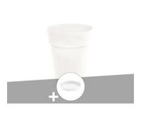 Pot De Fleur Rond Toscane Ø 44 X H.53 Cm Blanc + Soucoupe - Eda Multicolore