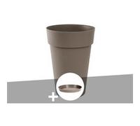 Pot De Fleur Rond Toscane ? 44 X H.53 Cm Taupe + Soucoupe - Eda Multicolore