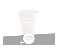 Pot de fleur rond Toscane Ø 46 x H.65 cm Blanc + Soucoupe - Eda