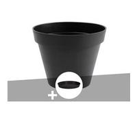 Pot de fleur rond Toscane Ø 60 x H.47 cm Anthracite + Soucoupe - Eda