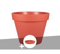 Pot De Fleur Rond Toscane Ø 60 X H.47 Cm Orange Terre Battue + Soucoupe - Eda Gris