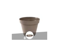 Pot De Fleur Rond Toscane Ø 60 X H.47 Cm Taupe + Soucoupe - Eda Multicolore