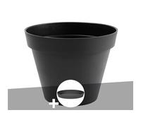 Pot de fleur rond Toscane Ø 80 x H.66 cm Anthracite + Soucoupe -