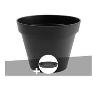 Pot de fleur rond Toscane Ø 80 x H.66 cm Anthracite + Soucoupe - Eda