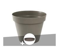 Pot de fleur rond Toscane Ø 80 x H.66 cm Taupe + Soucoupe -