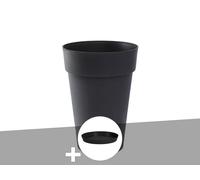 Pot De Fleur Rond Toscane Ø 44 X H.53 Cm Anthracite + Soucoupe - Eda Multicolore