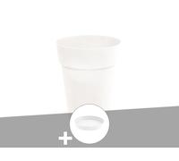 Pot De Fleur Rond Toscane Ø 44 X H.53 Cm Blanc + Soucoupe - Eda Multicolore