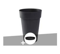 Pot De Fleur Rond Toscane Ø 46 X H.65 Cm Anthracite + Soucoupe - Eda Multicolore