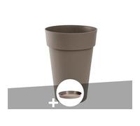 Pot De Fleur Rond Toscane ? 46 X H.65 Cm Taupe + Soucoupe - Eda Multicolore