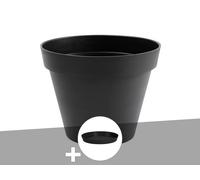 Pot De Fleur Rond Toscane Ø 60 X H.47 Cm Anthracite + Soucoupe - Eda Multicolore