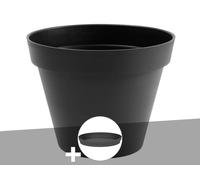 Pot De Fleur Rond Toscane Ø 80 X H.66 Cm Anthracite + Soucoupe - Eda Multicolore