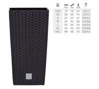 Prosperplast®, Pot de fleurs, DRTS300, Anthracite, Insert d'arrosage Boîtier Ratan