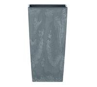 Pot de fleurs 22 x 22 x 42 cm | Pot de fleurs au design moderne avec récipient intérieur pour économiser du sol, pots en plastique pour arrangements de plantes élégants, gris