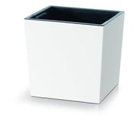 Pot de fleurs, 24 x 24 x 24 cm, design moderne, avec réservoir interne pour économiser de la terre, en plastique, pour de belles compositions végétales, blanc