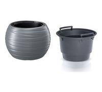 Pot de fleurs 25L avec insert Maze 2en1 ronde gris G