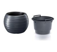 Pot Rond en Plastique Maze avec réservoir 36L en Couleur Anthracite 43,6 (L) x 43,6 (l) x 29,9 (H) cm