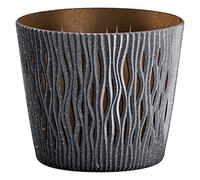 Pot de Fleurs 7,9L avec réservoir Sandy Round Eco Wood 26,2 x 26,2 x 22,2 cm, Anthracite