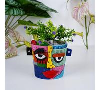 Pot de fleurs abstrait, pot de fleurs en forme de tête de Picasso pour plantes d'intérieur, pot de fleurs amusant, vase coloré pour jardin et décoration d'intérieur (A)