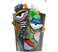 Pot de fleurs abstrait sur le thème du visage froncé pour la maison, le bureau, le jardin, en résine et plastique pour petites plantes d'intérieur et d'extérieur (M)