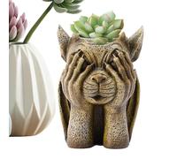 Pot de fleurs amusant - Figurines « See No Evil » - Statue gothique du mal - Pot de fleurs décoratif pour stylo, pinceau, crayon, herbe