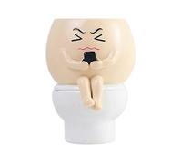 Pot de fleurs amusant pour l'intérieur - Pot de fleurs avec tête mignonne - Idéal pour la maison, la maison, un anniversaire - Blanc NTf249 (gris, 10,5 x 9 x 13 cm)