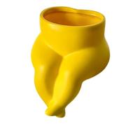 Pot de Fleurs Artisanal pour Décoration de Bord de Bureau 11 X 12 X 13 Cm Solution de Rangement Multi-usages, Jaune