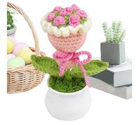 Pot de Fleurs au Crochet, Bouquet de Fleurs au Crochet - Bouquet Fait Main en Pot | portative au Crochet, Cadeau pour la décoration de Bureau de la Maison PE