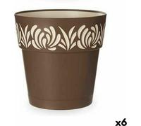 Pot de fleurs auto-arrosant Stefanplast Gaia Marron Plastique 29 x 29 x 29 cm (6 pièces)