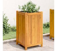 Pot de fleurs avec insert 42 x 42 x 75 cm en bois d'acacia massif, robuste, pour jardin et balcon, idéal pour plantes et fleurs, design durable