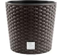 Prosperplast Pot de fleurs aspect rotin - Cache-pot rond 25 cm