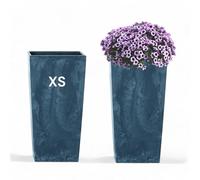 Pot de fleurs avec insert slim haut carré design béton (anthracite, XS - 27 cm)