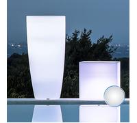 Pot de Fleurs avec Lampe - Agave Rond - Blanc - H70 Ø 33Cm - 12 Litres