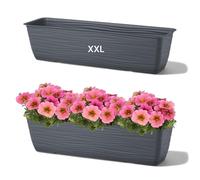 Pot de fleurs avec support, vagues - Effet 3D - Avec soucoupe - Anthracite - Taille XXL - 80 cm