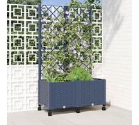 Pot de fleurs avec treillis et roues Bleu gris 80 x 40 x 146 cm PP | Polypropylène robuste, treillis intégré, trous de drainage latéraux, pour tomates, concombres et herbes aromatiques