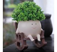 Pot de Fleurs avec Visage Souriant, Chaise à Bascule en Résine, Pot Succulent, Mignon avec Trou de Drainage, Jardinière de Fleurs Souriantes, Pots de Chaises à Bascule Uniques pour Plantes D'intérieur