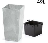 Deuba Pot de Fleurs Style Béton Gris 49 litres Bac à Fleur Cache Pot Jardinière Terrasse Jardin Salon Entrée Intérieur Extérieur