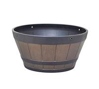 Pot de Fleurs Baril Résine Léger Effet Bois Rusticité Drainage Adapté à La Maison Terrasse Bureau Décoration Extérieur, sans chaîne