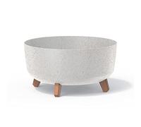 Pot de fleurs bas 14,3L avec pieds amovibles et insert 380 mm, Blanc gres