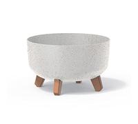 Pot de fleurs bas 6,8L avec pieds amovibles et insert 285 mm, Blanc gres