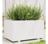 Pot de fleurs blanc en pin massif, 90 x 60 x 49,5 cm, pour jardin, plate-bande surélevée, légumes, herbes et fleurs, jardinières d'extérieur robustes