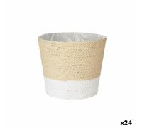 Pot de fleurs blanc ficelle plastique 19,5 x 17,5 x 19,5 cm (24 pièces)