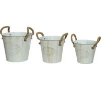 Pot de fleurs / cache-pot Seau en métal 13-17cm blanc 3pcs
